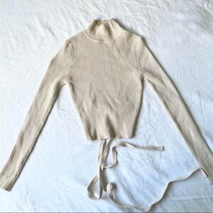 Zara Cream Ribbed Turtleneck Sweater